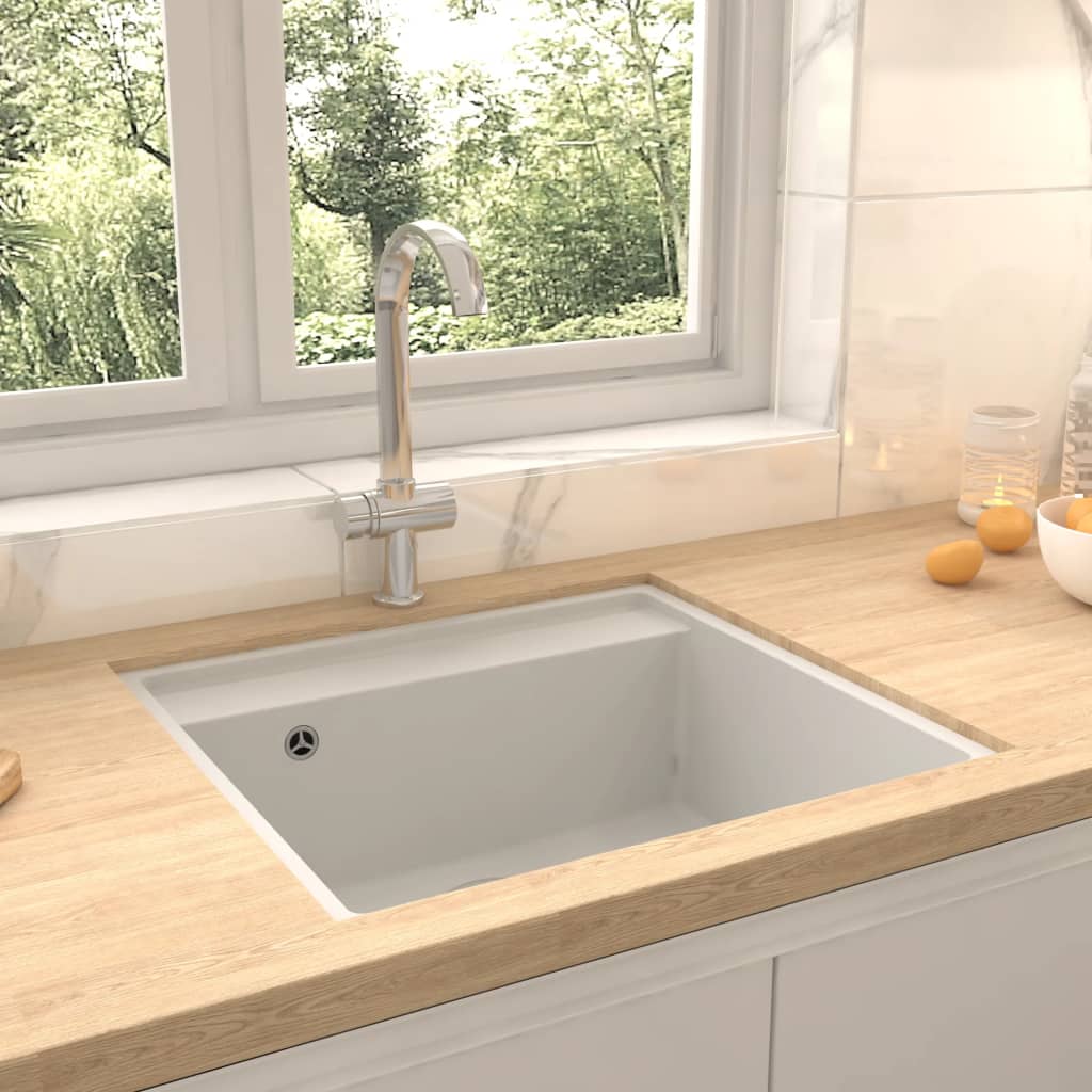 Küchenspüle mit Überlauf Grau Granit