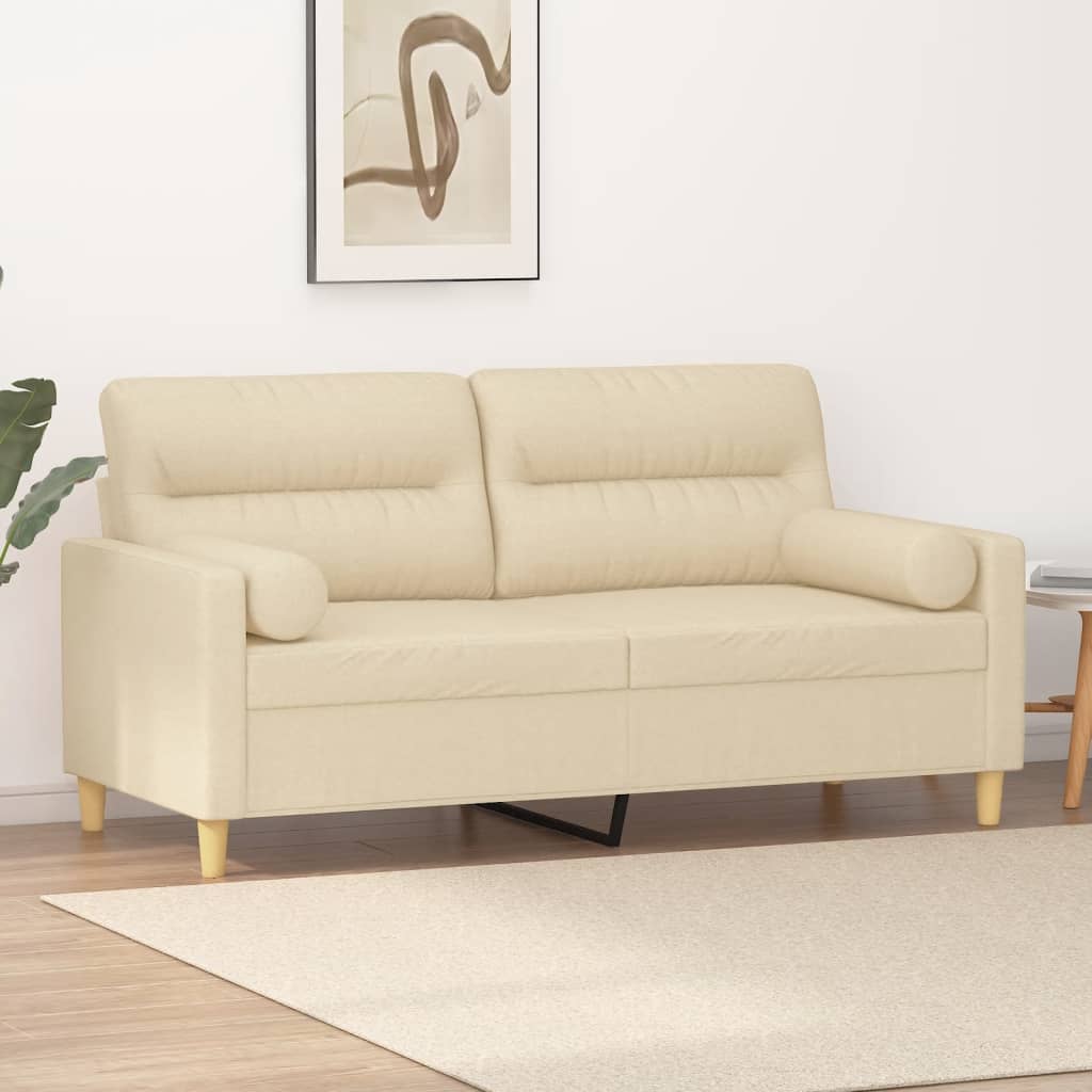 2-Sitzer-Sofa mit Zierkissen Braun 120 cm Stoff