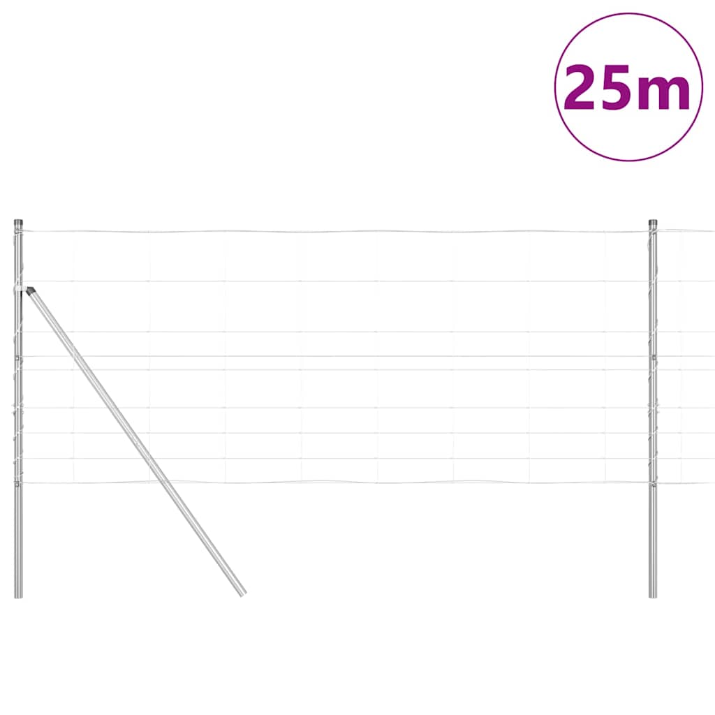 Ground Fix Geschweißter Drahtzaun 25 x 0,8 m Silber Netz