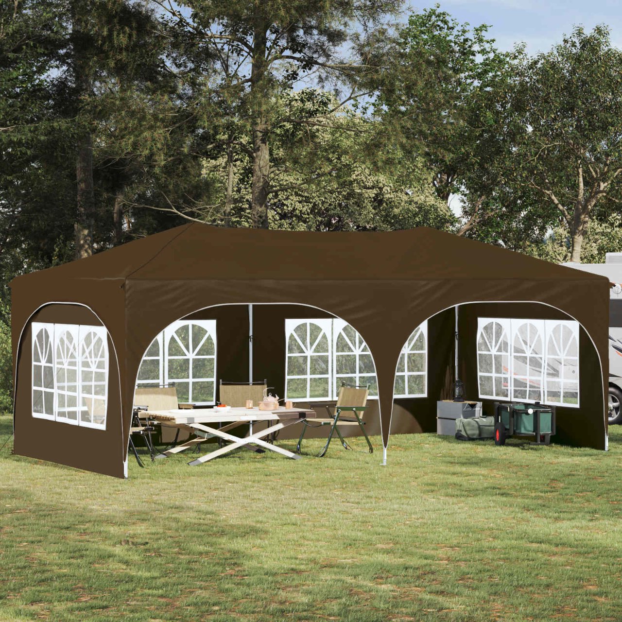 Pop-up Partyzelt 575 x 288 x 245 cm Creme Oxford-Stoff