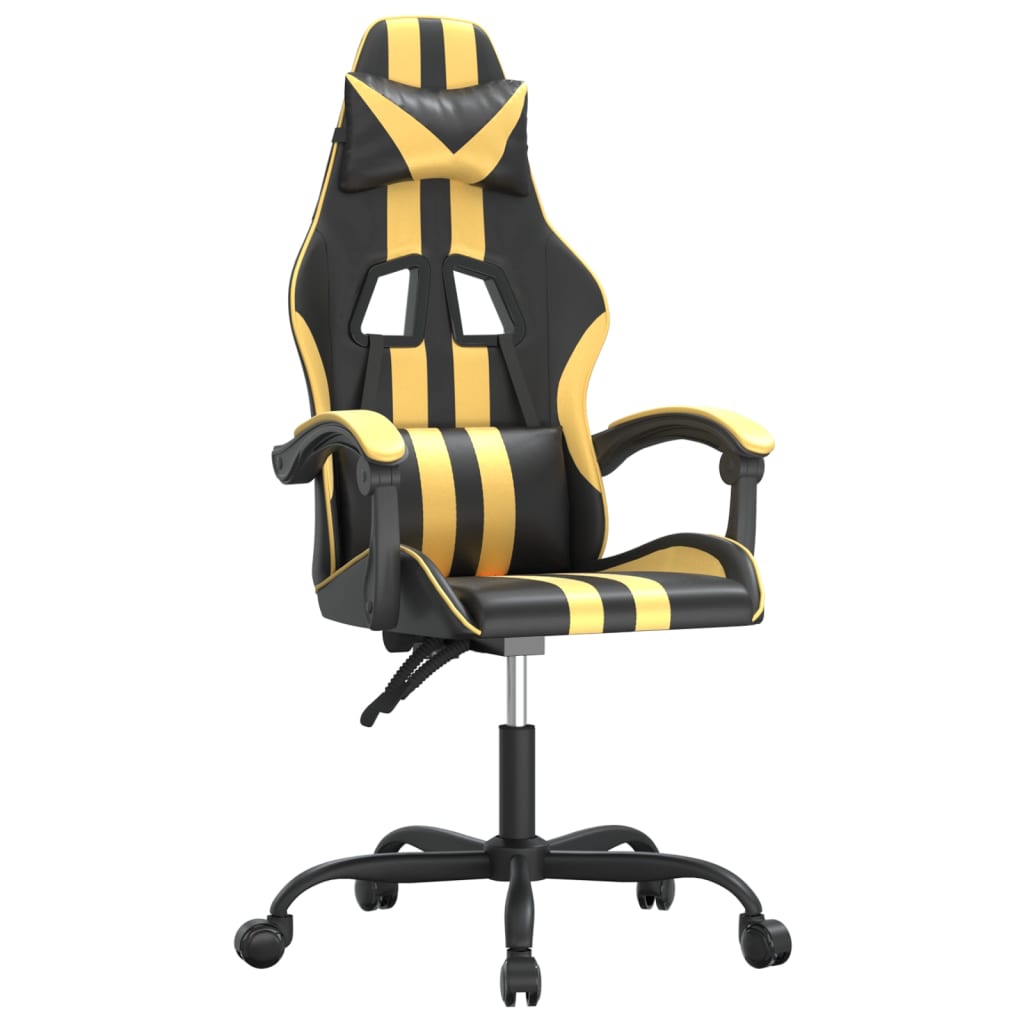 Gaming-Stuhl Drehbar Schwarz und Blau Kunstleder