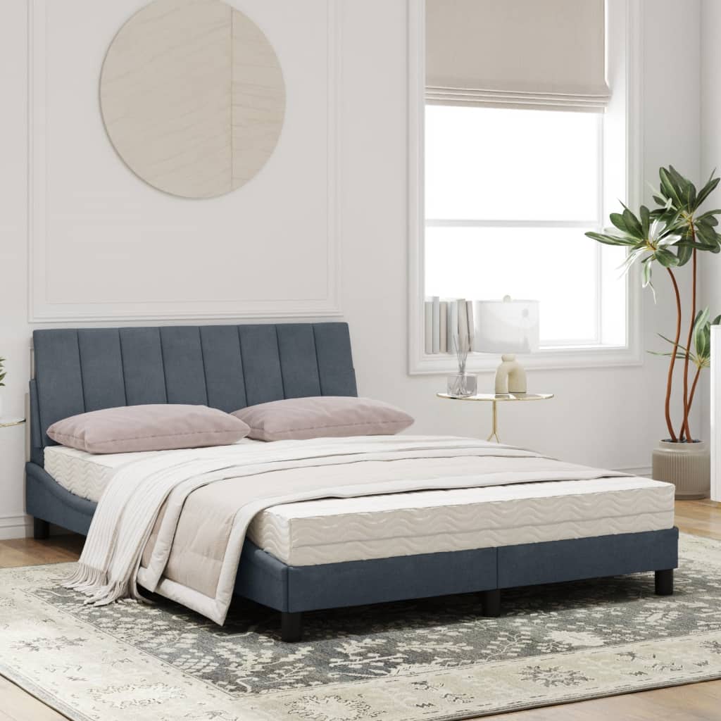 Bett mit Matratze "Hanko" Hellgrau 80x200 cm Samt