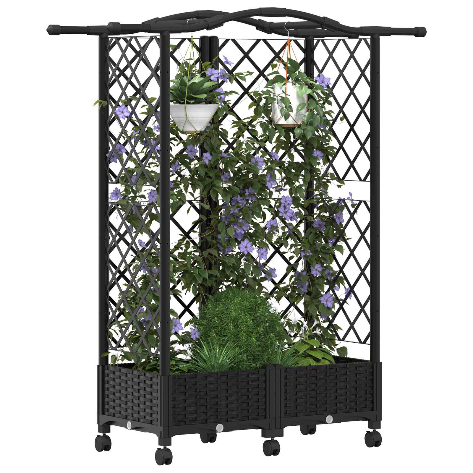 Hochbeet mit Rankgitter und Dach Braun 124 x 40 x 123 cm PP