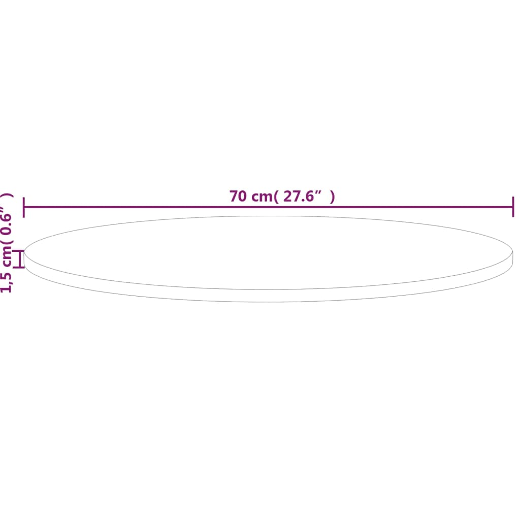 Runde Tischplatte Ø30x1,5 cm Unbehandeltes Massivholz Eiche