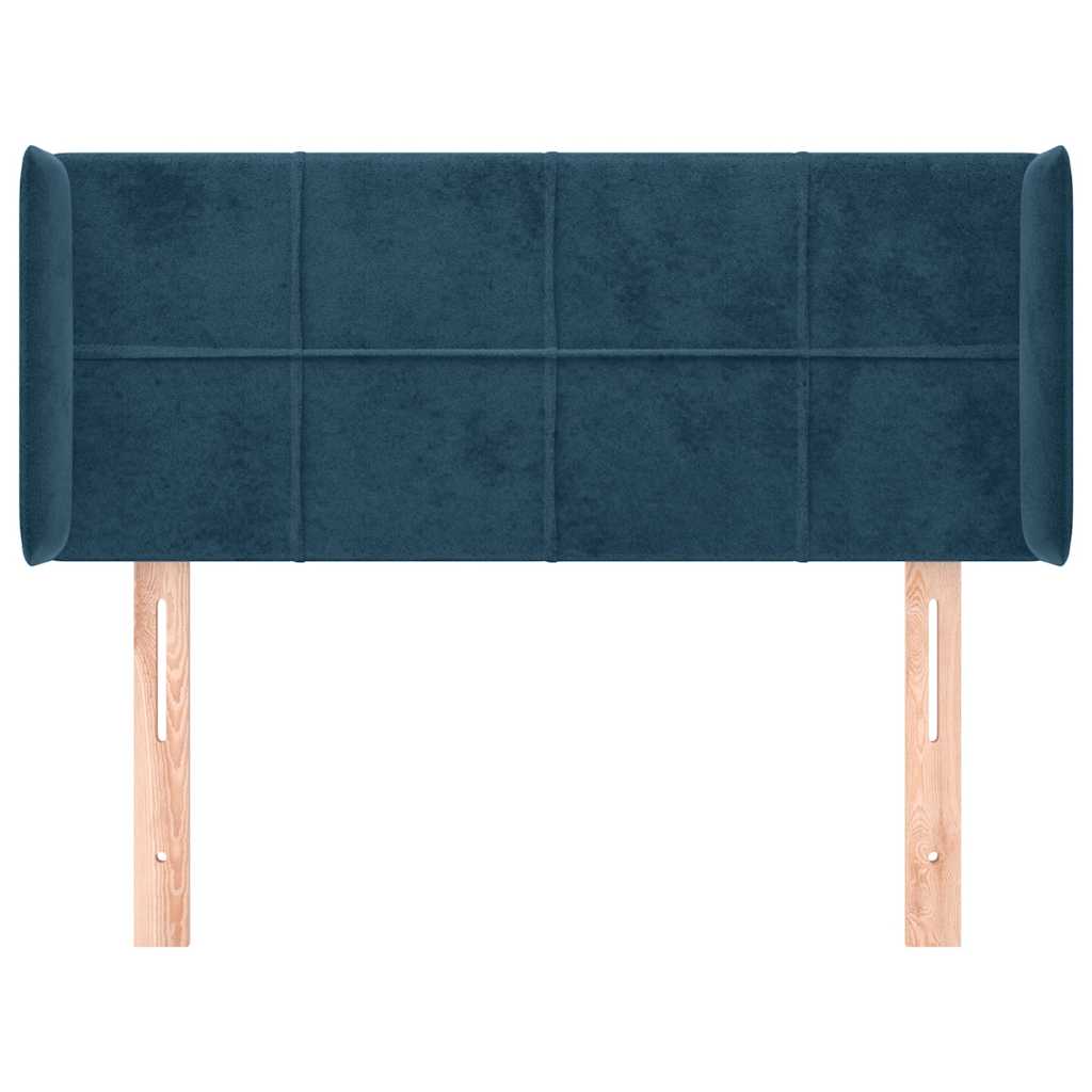 Kopfteil mit Ohren Dunkelblau 93x16x78/88 cm Samt