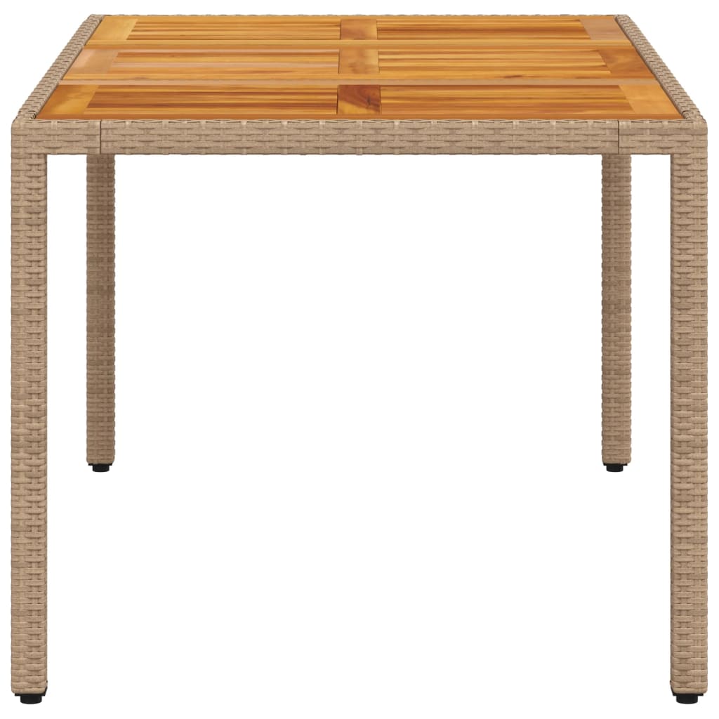 Gartentisch 190x90x75 cm Akazienholz und Poly Rattan Schwarz