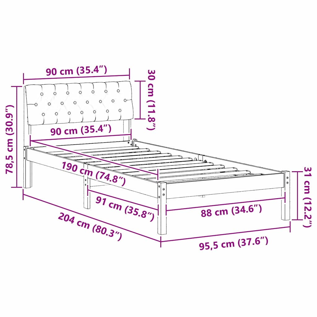 Bettgestell Braun und hellgrau 200 x 200 cm Massivholz Kiefer
