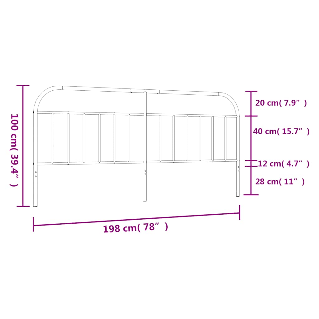 Ersatz-Kopfteil Metall Schwarz 75 cm
