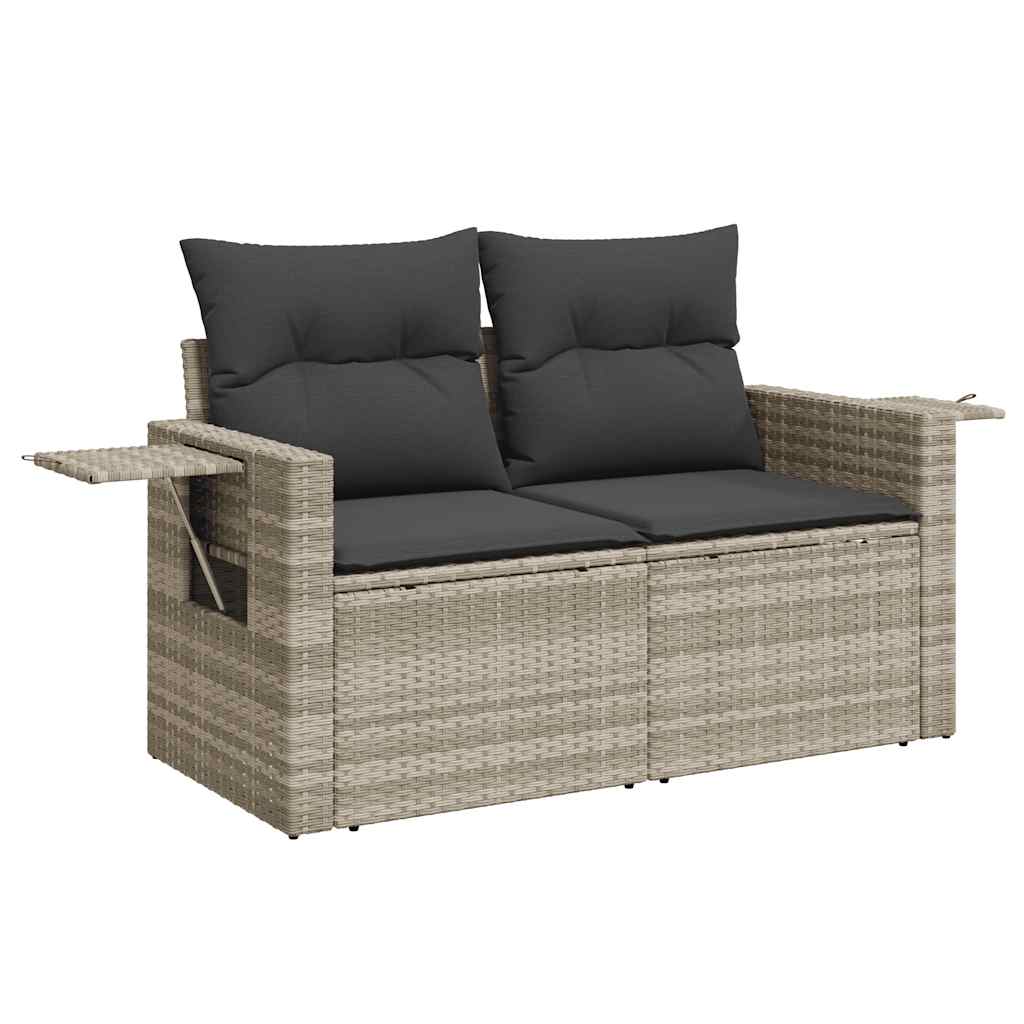 10-tlg. Garten-Sofagarnitur mit Kissen Schwarz Poly Rattan