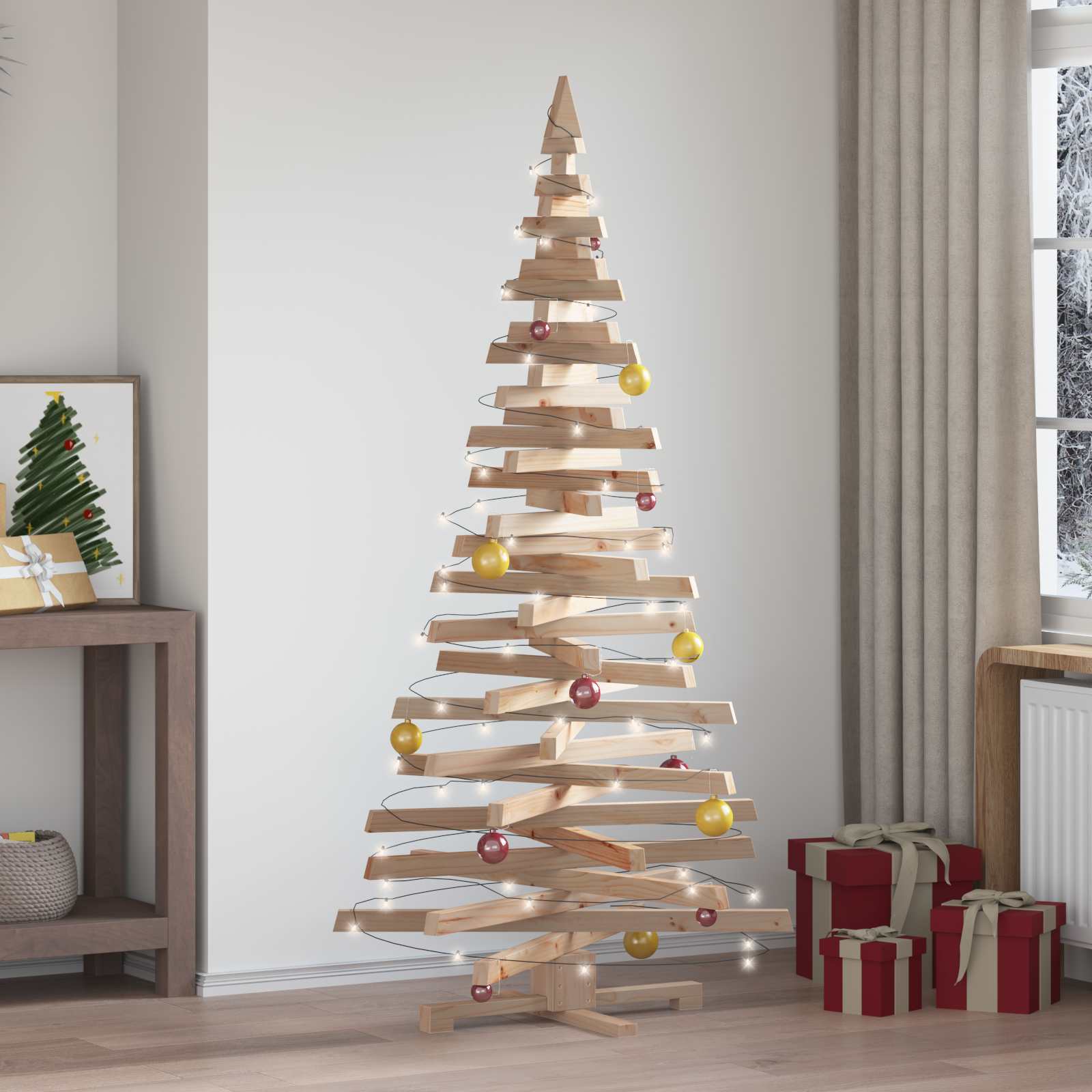 Weihnachtsbäume mit Ständer Natur 60 cm Massivholz Kiefer