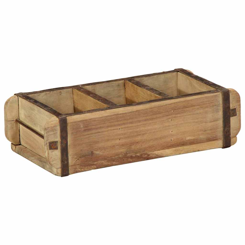 Tablett Braun 30 x 15 x 9 cm Massives upgecyceltes Holz