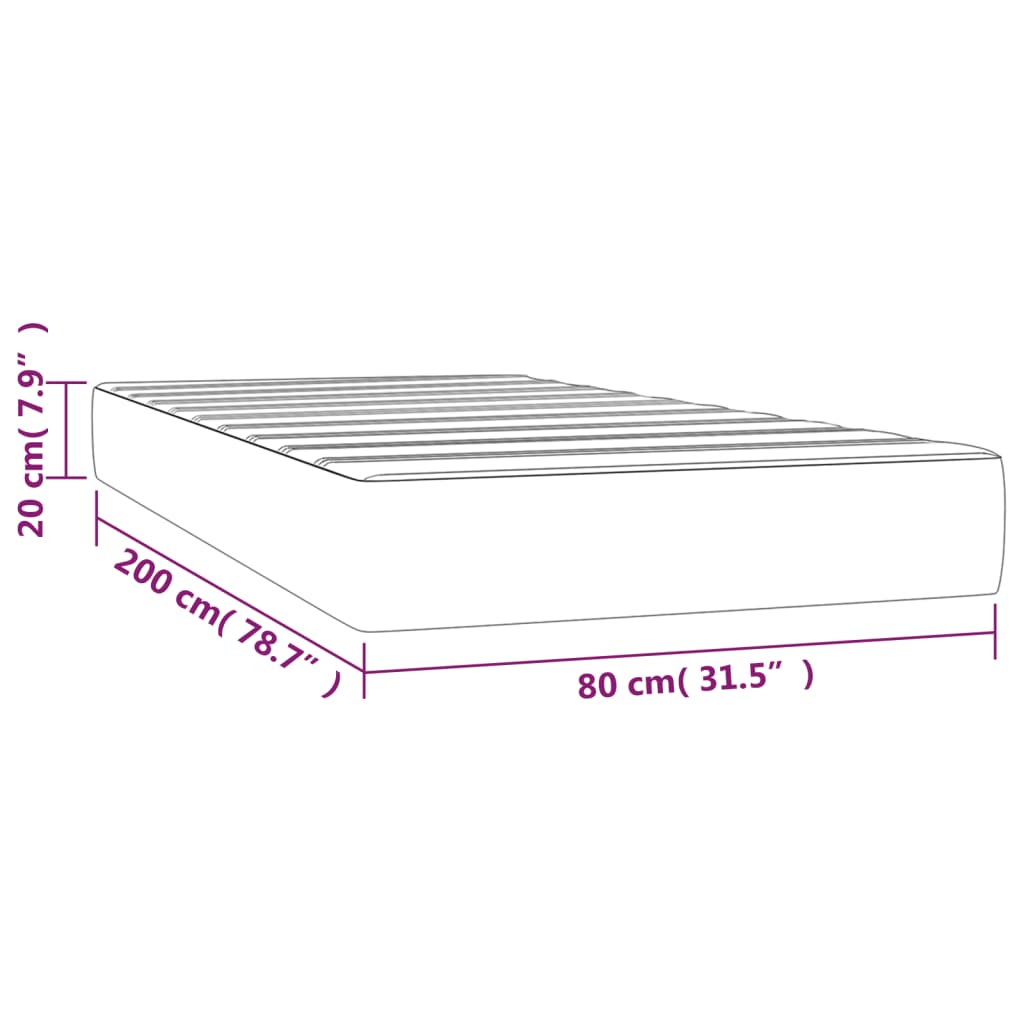 Taschenfederkernmatratze Mittel Schwarz 80x200x20 cm Kunstleder