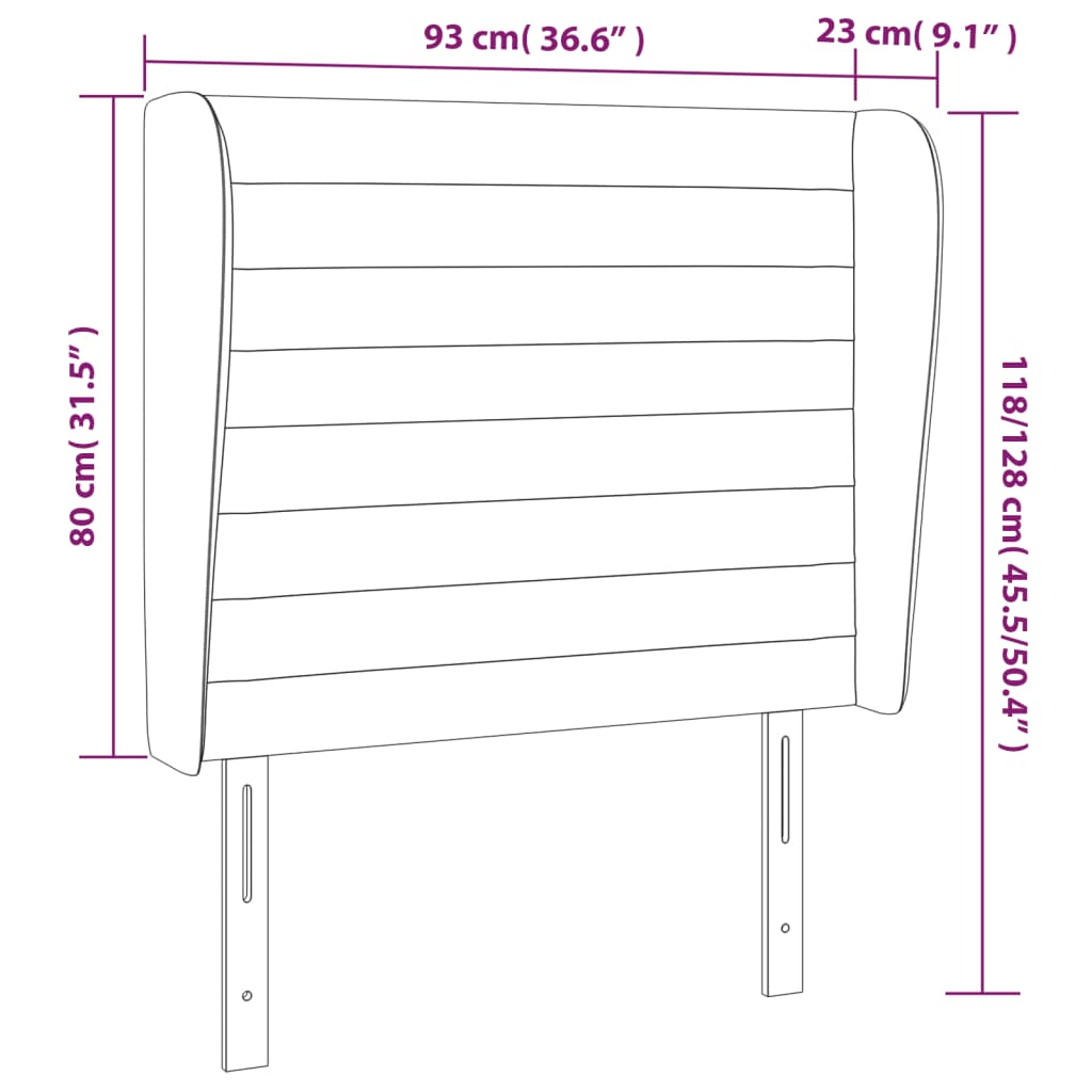 Kopfteil mit Ohren Dunkelblau 203x23x118/128 cm Samt