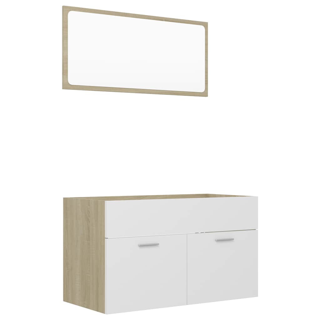 2-tlg. Badmöbel-Set Schwarz Holzwerkstoff