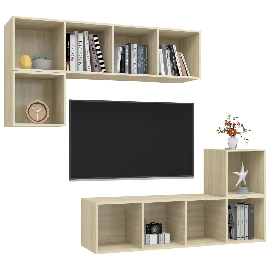 4-tlg. TV-Schrank-Set Weiß Holzwerkstoff