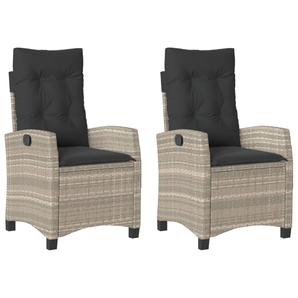 Gartensessel Verstellbar mit Kissen Schwarz Poly Rattan