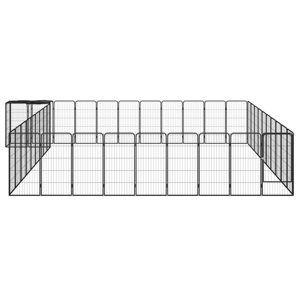 6-tlg. Hundelaufstall Schwarz 50x100cm Stahl Pulverbeschichtung