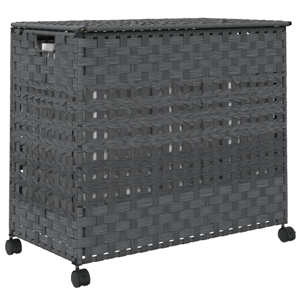 Wäschekorb mit Rollen 66x35x60 cm Rattan
