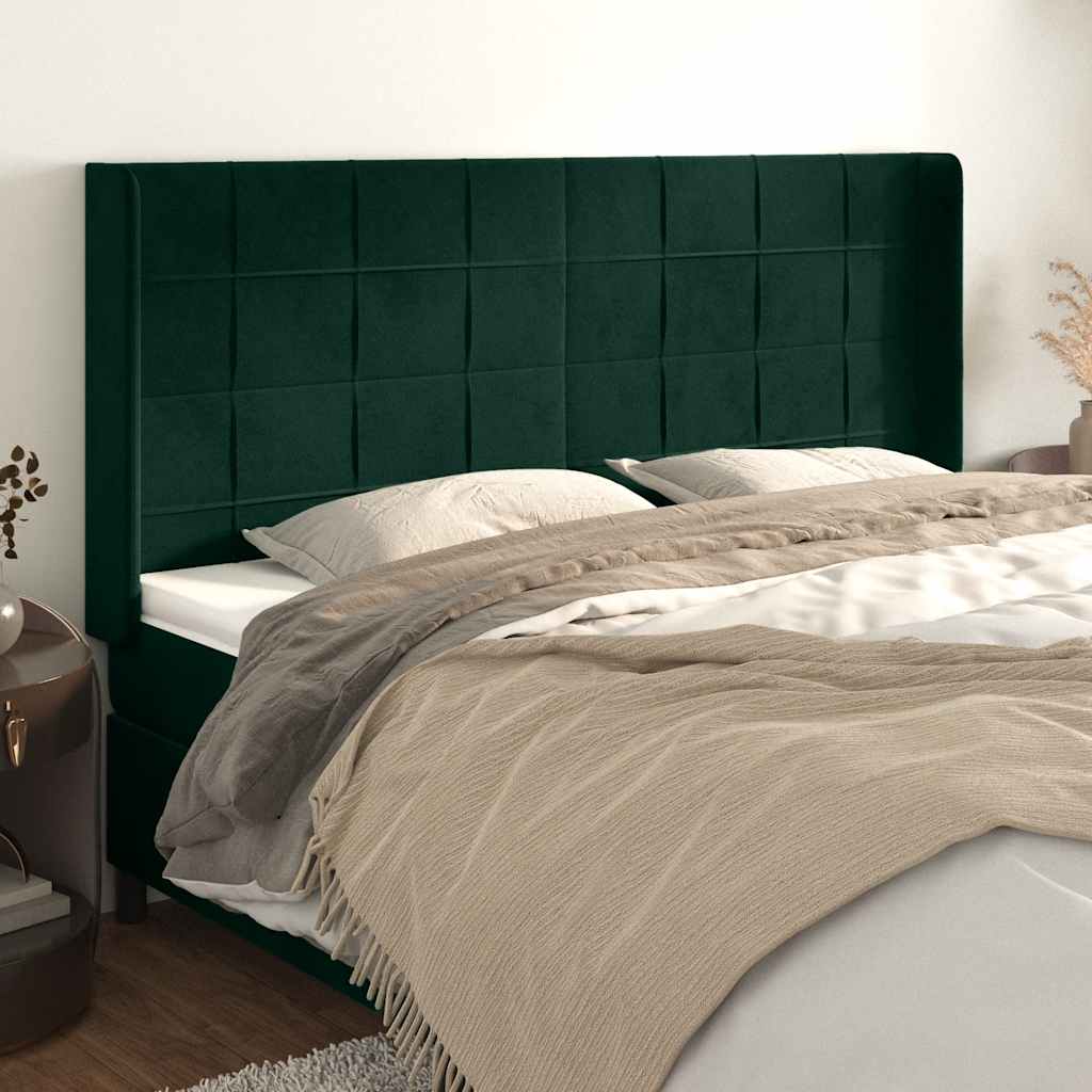Kopfteil mit Ohren Dunkelblau 93x16x78/88 cm Samt