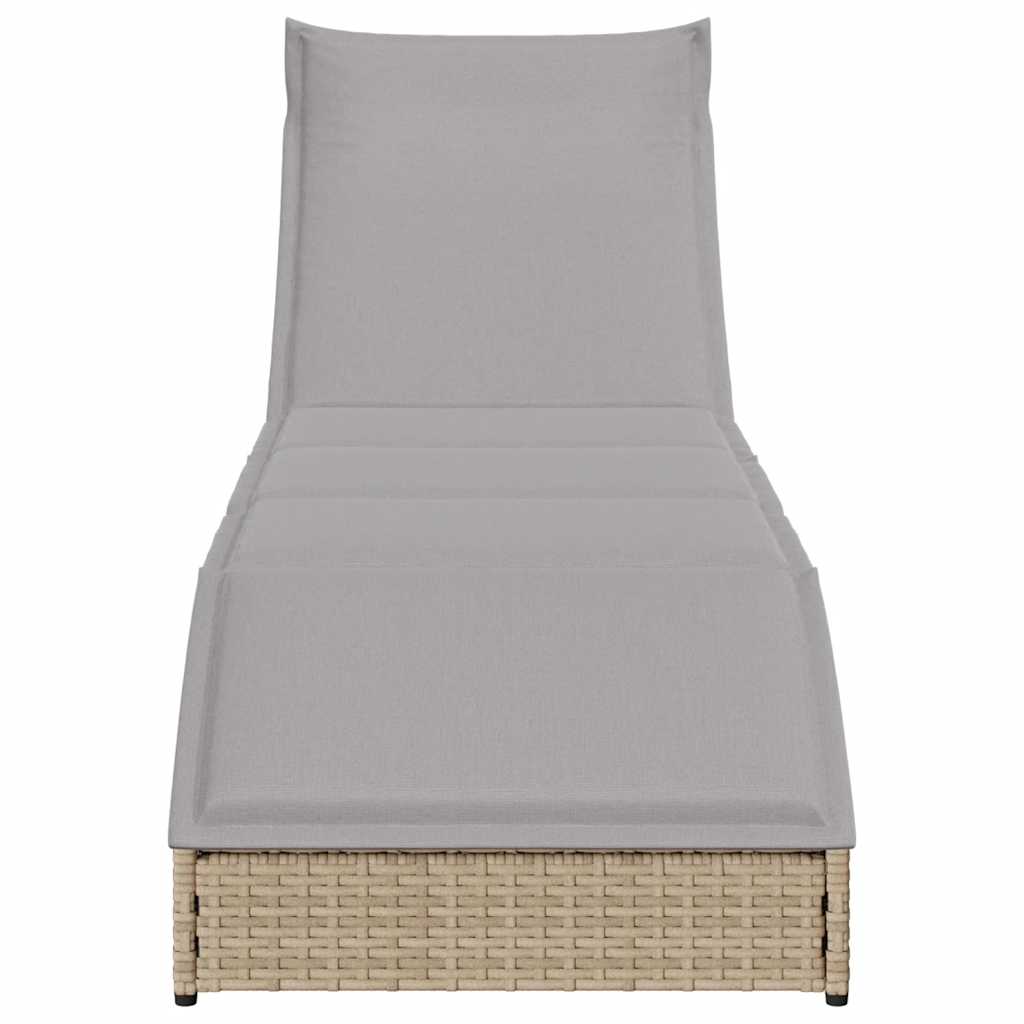 Klappliege mit Auflage und Stauraum Schwarz Poly-Rattan