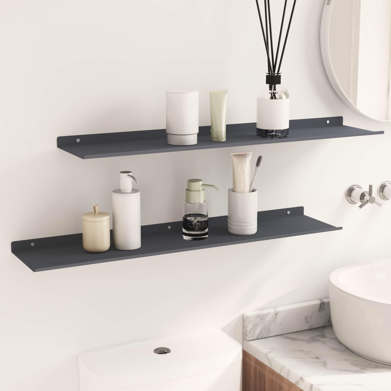Schwebendes Regal 3 pcs Schwarz 40 x 9 x 2,5 cm Stahl