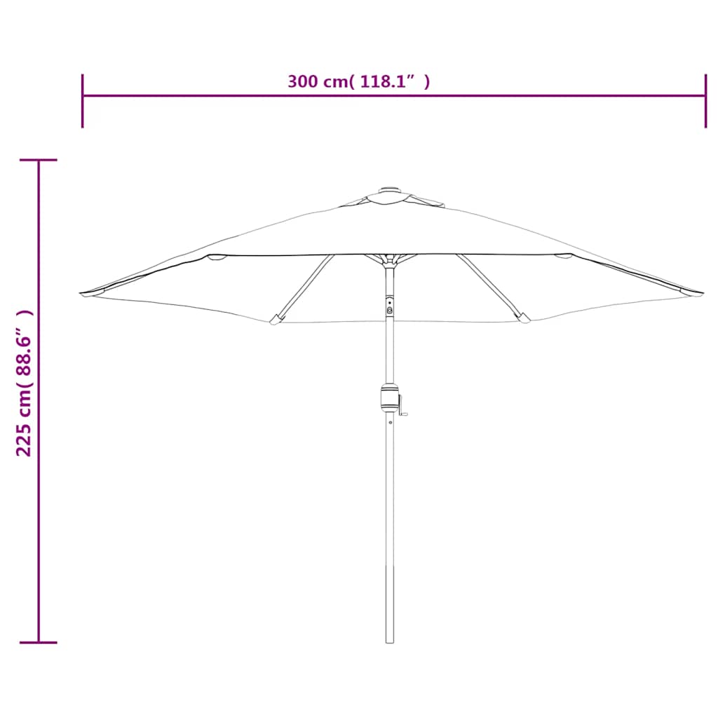 Sonnenschirm mit LED-Beleuchtung Stahl-Mast 300 cm Bordeauxrot