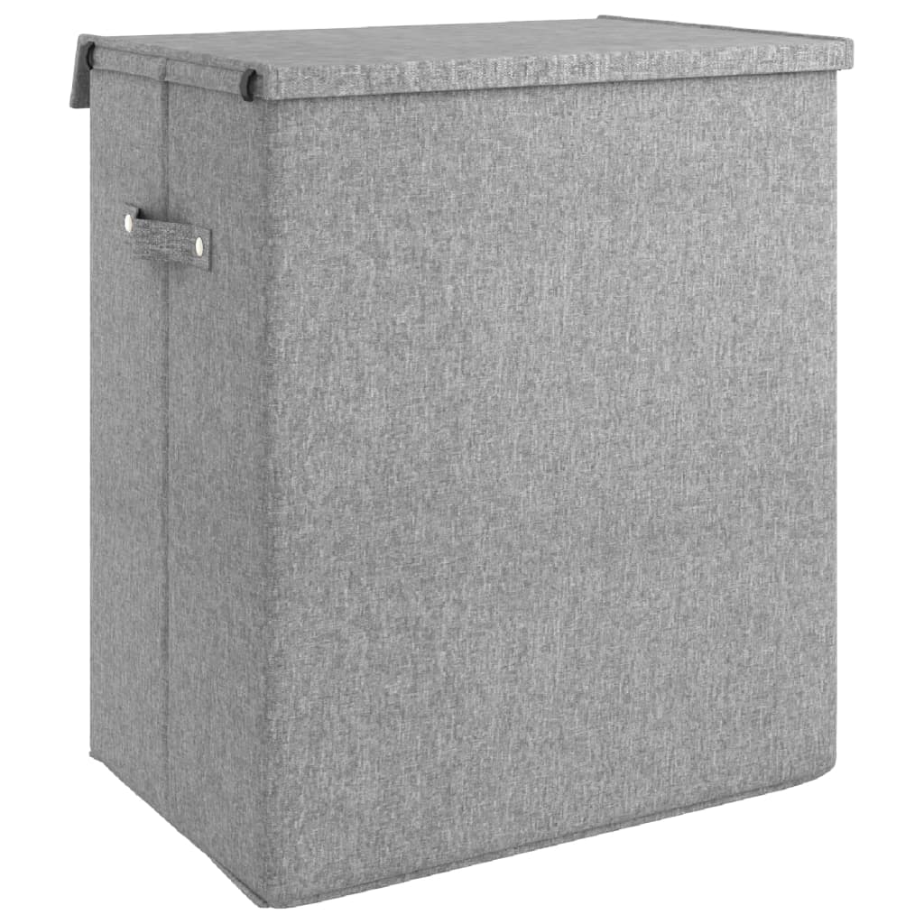 Faltbarer Wäschekorb Grau 26 x 34,5 x 59,5cm Leinenimitat Stoff