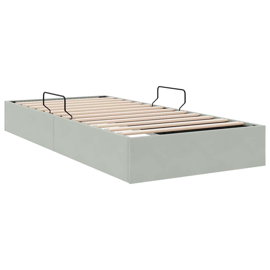 Aufbewahrungsbett mit Matratze Dunkelgrau 100 x 190 cm Samt