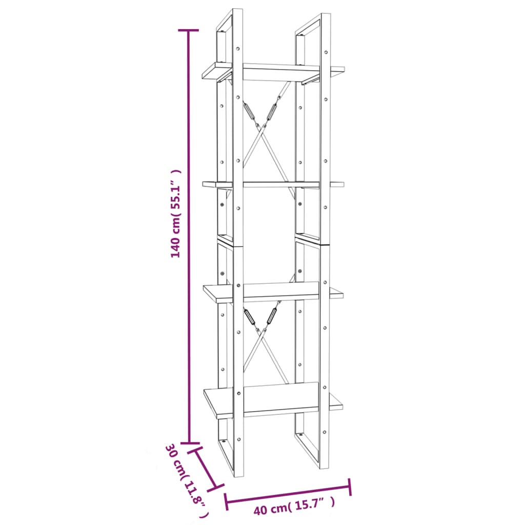 Bücherregal 2 Fächer Weiß 40x30x70 cm Holzwerkstoff