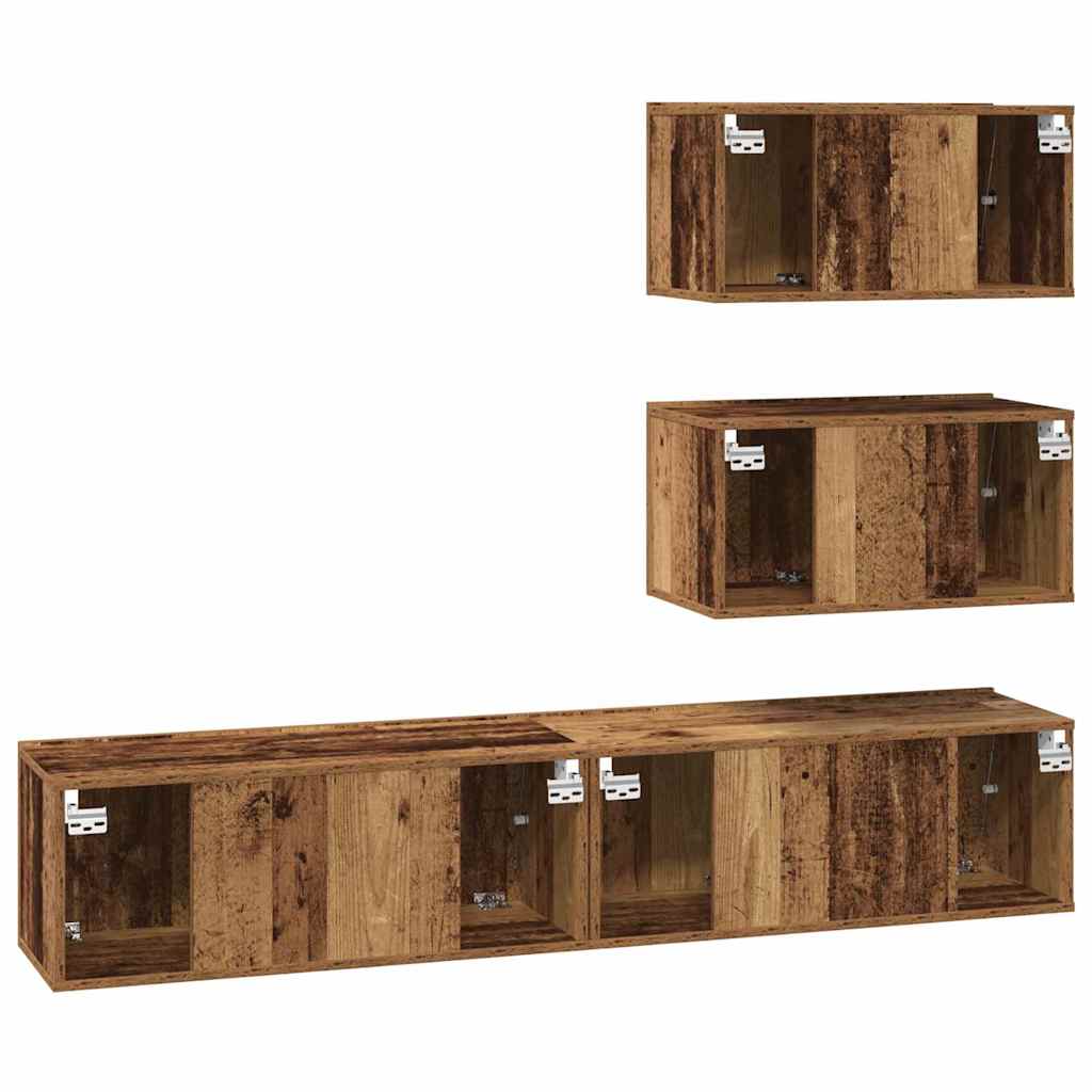 4-tlg. TV-Schrank-Set Weiß Holzwerkstoff