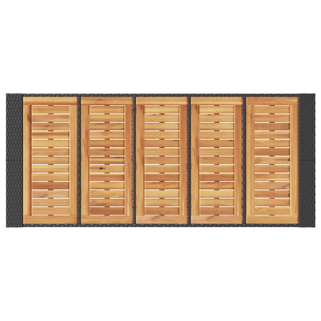Garten-Bartisch mit Holzplatte Schwarz 105x80x110 cm Polyrattan