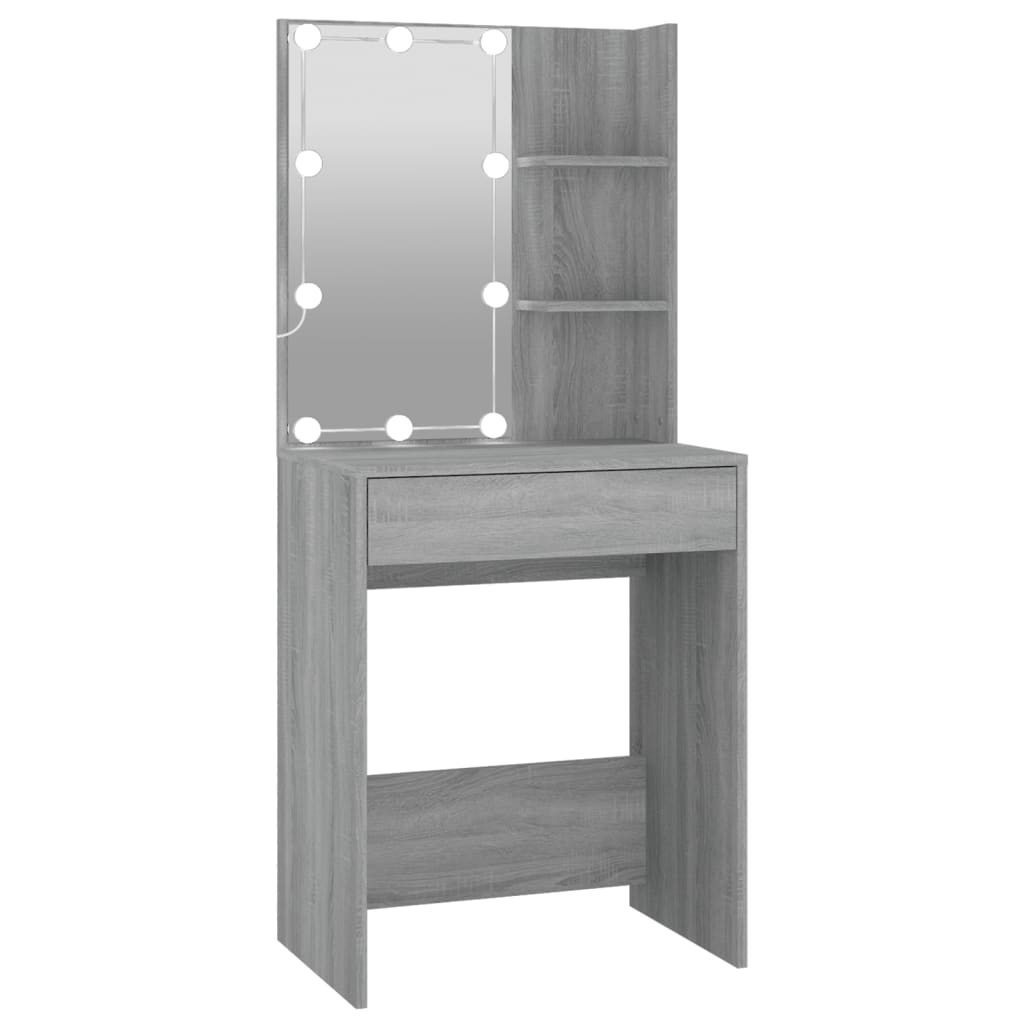 LED-Schminktisch mit Schrank Weiß Holzwerkstoff