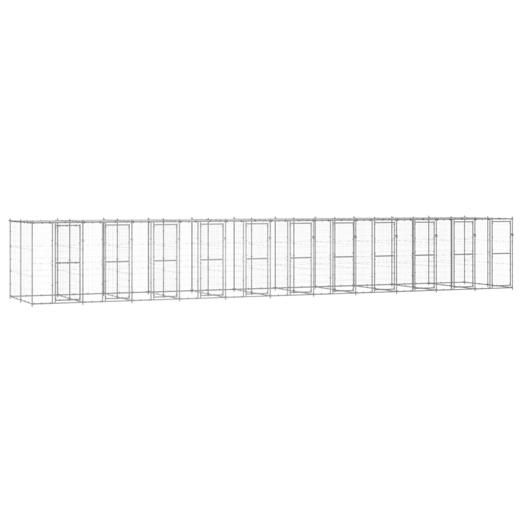Outdoor-Hundezwinger Stahl mit Überdachung 110x220x180 cm