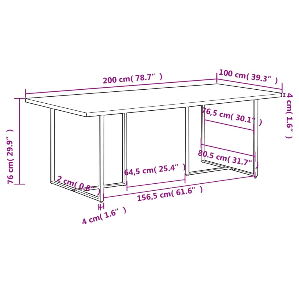 Esstisch 110x55x75,5 cm Massivholz Mango