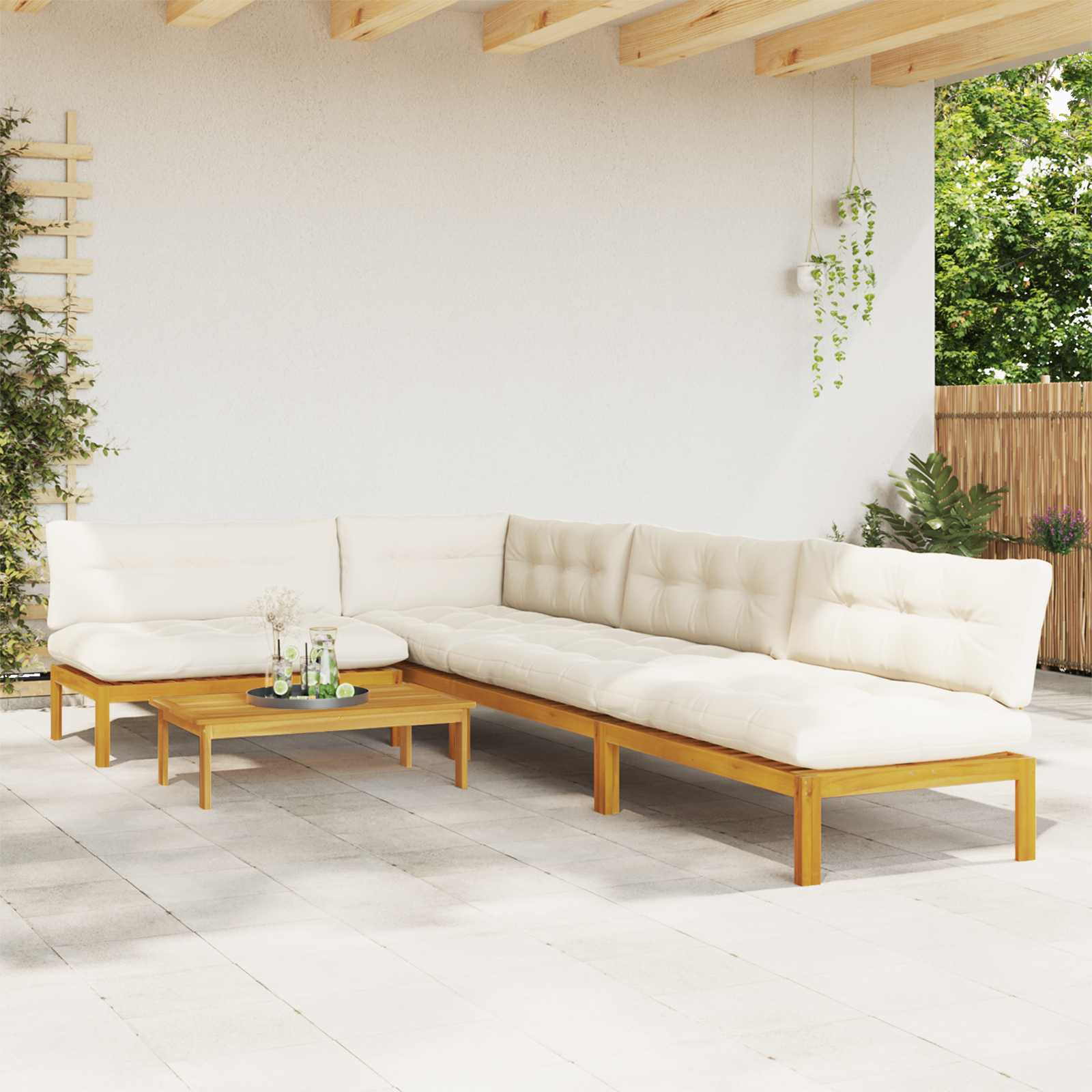 3-tlg. Garten-Sofagarnitur aus Paletten Massivholz Akazie