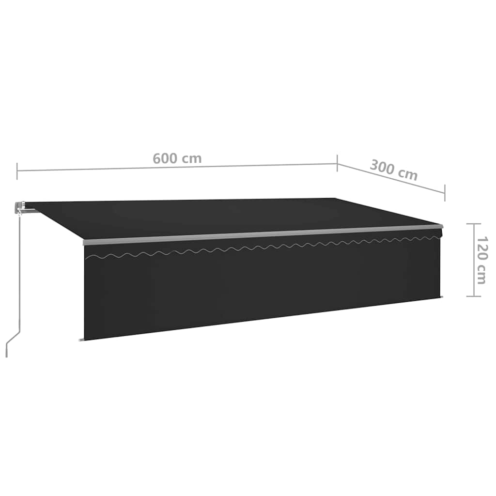 Markise Manuell Einziehbar mit Rollo 3x2,5 m Creme