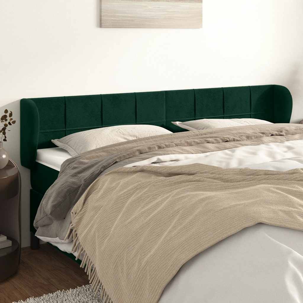 Kopfteil mit Ohren Dunkelblau 93x23x78/88 cm Samt