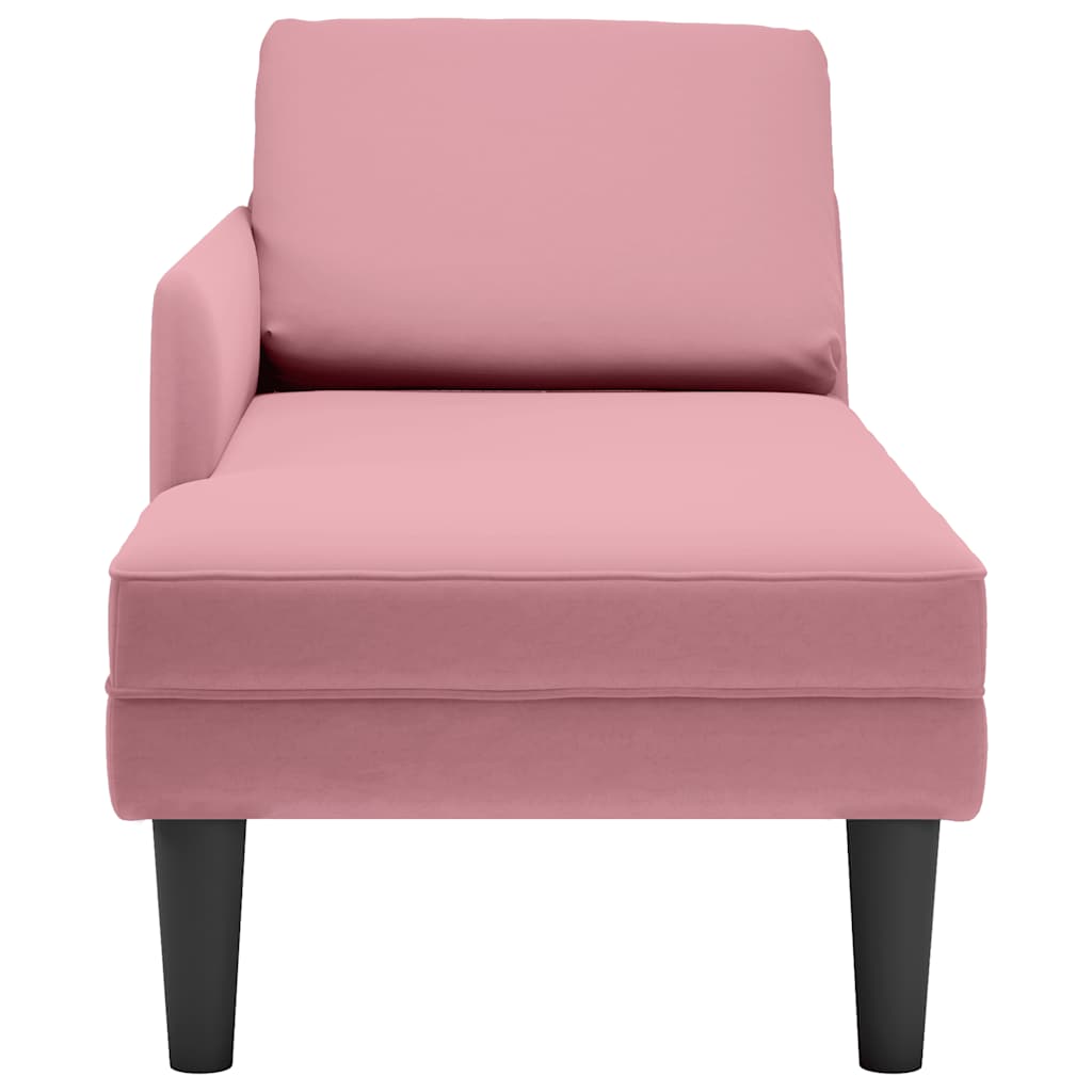 Chaiselongue mit Kissen und Rechter Armlehne Blau Samt
