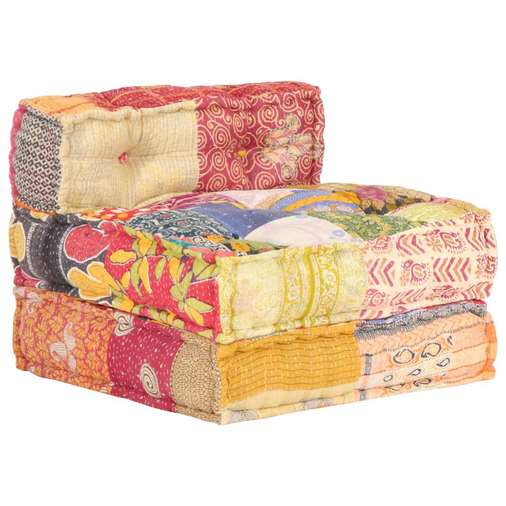 2-Sitzer Modularer Pouf Patchwork Stoff