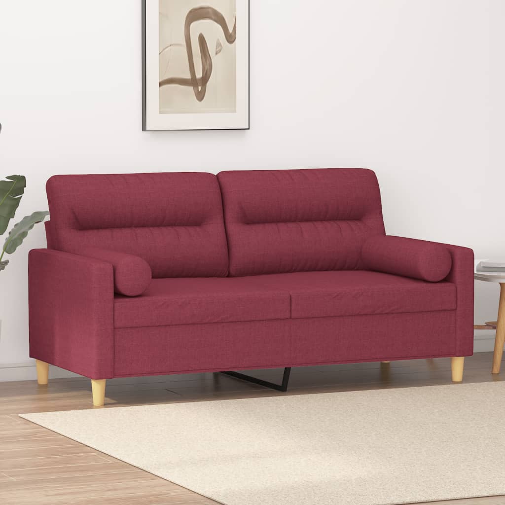 2-Sitzer-Sofa mit Zierkissen Braun 120 cm Stoff
