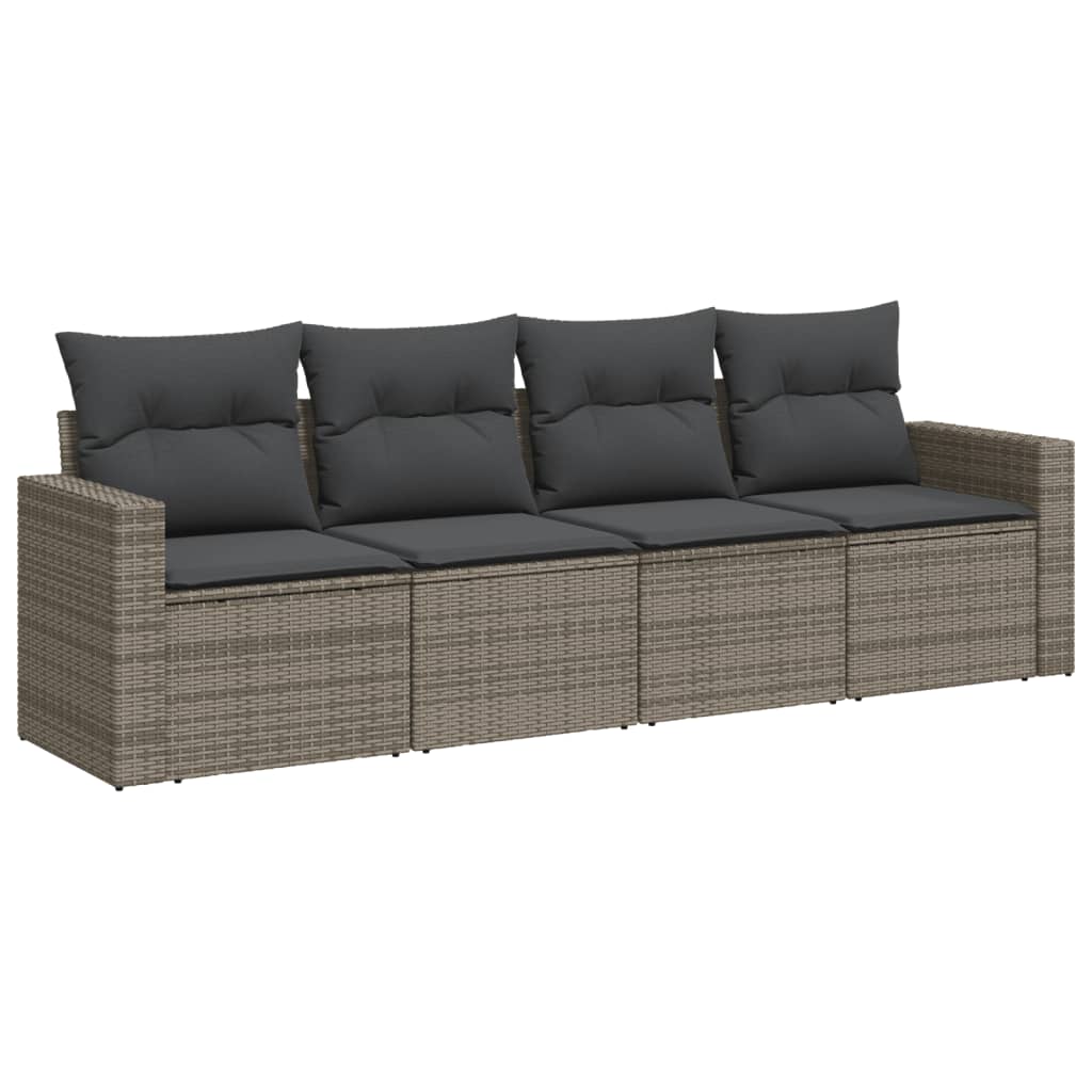 4-tlg. Garten-Sofagarnitur mit Kissen Schwarz Poly Rattan