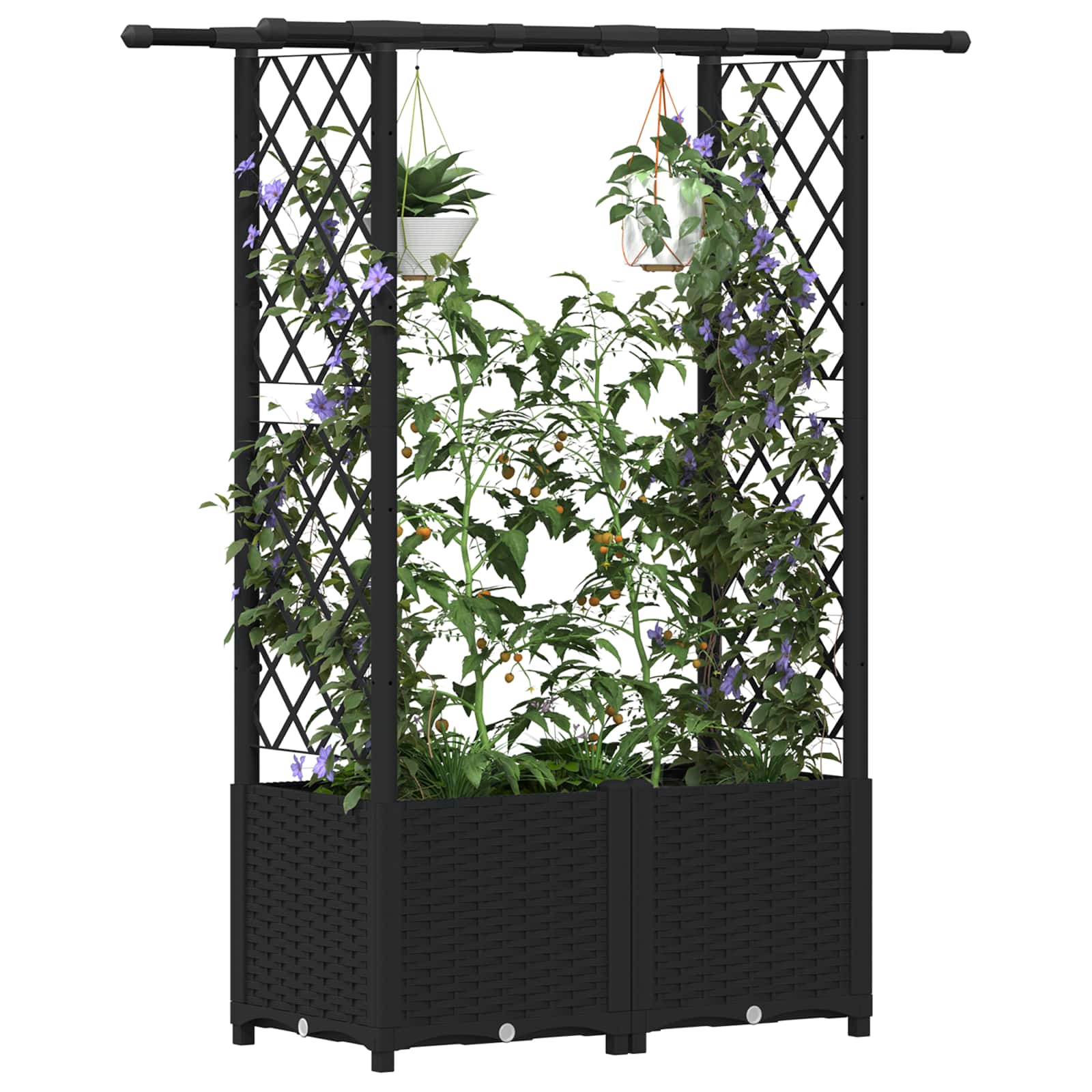 Hochbeet mit Rankgitter und Dach Braun 124 x 40 x 123 cm PP