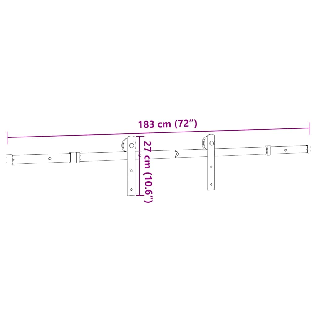 Schiebetürbeschlag-Set 183 cm Stahl Schwarz