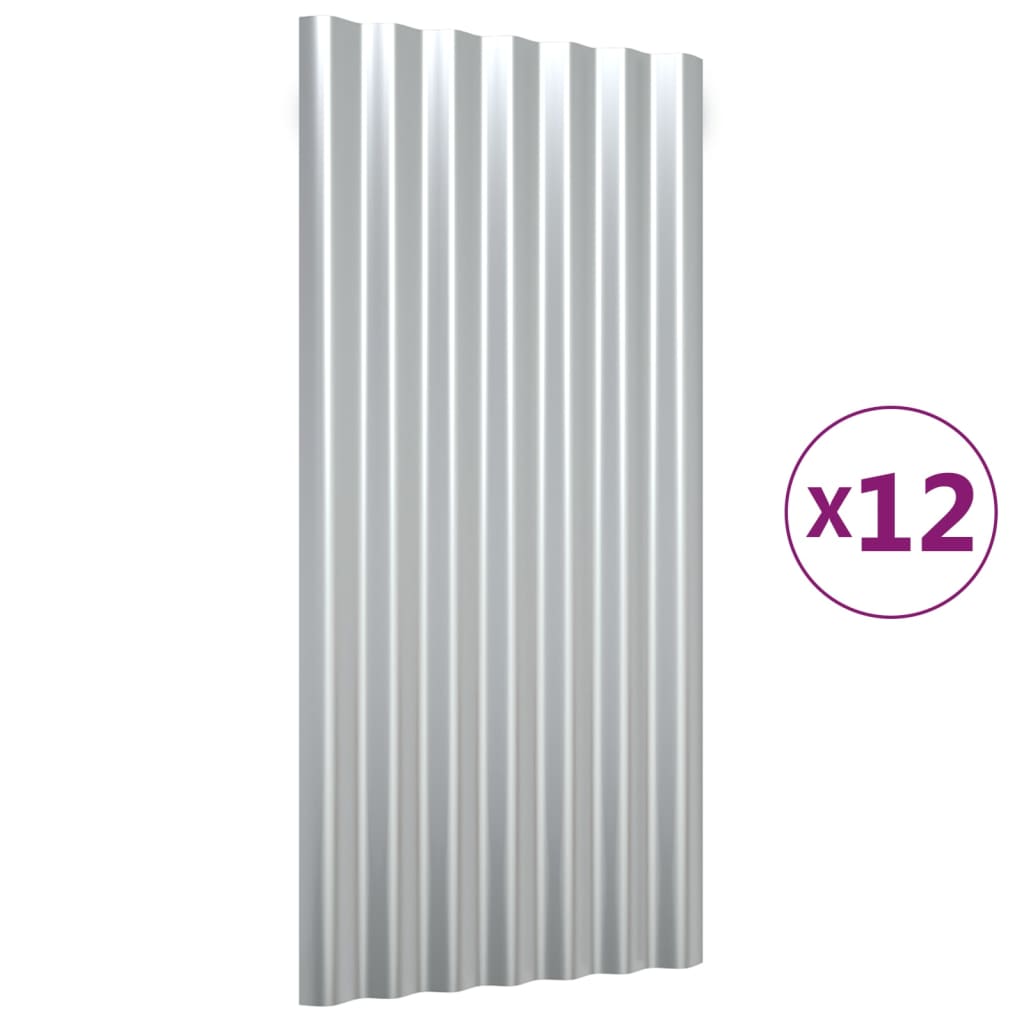 Dachpaneele 12 Stk. Verzinkter Stahl Grün 100x36 cm