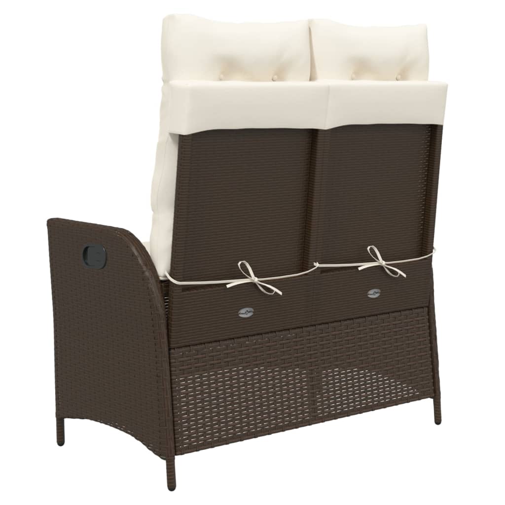 Gartenbank Verstellbar mit Kissen Schwarz Poly Rattan