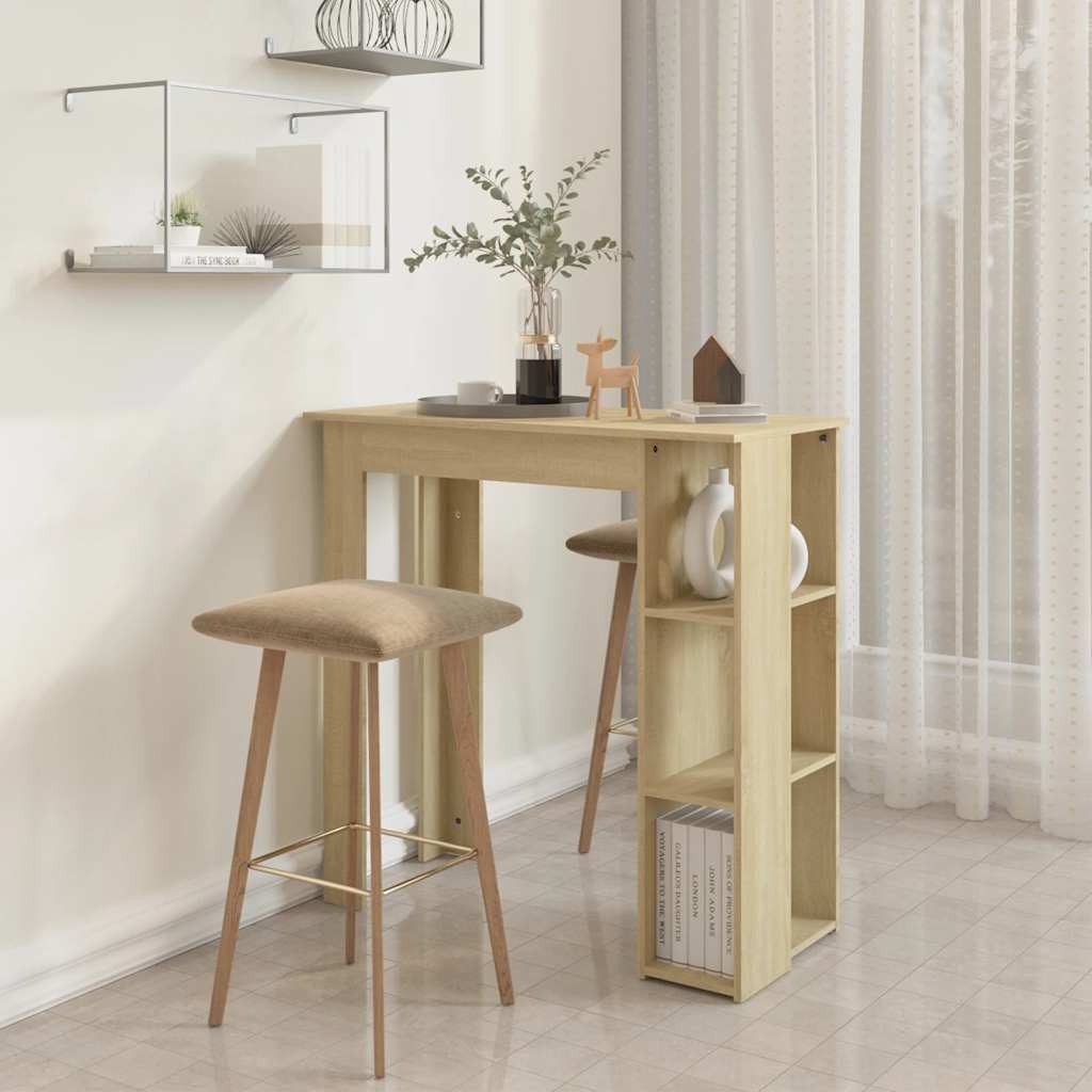 Bartisch mit Regal Weiß 102x50x103,5 cm Holzwerkstoff