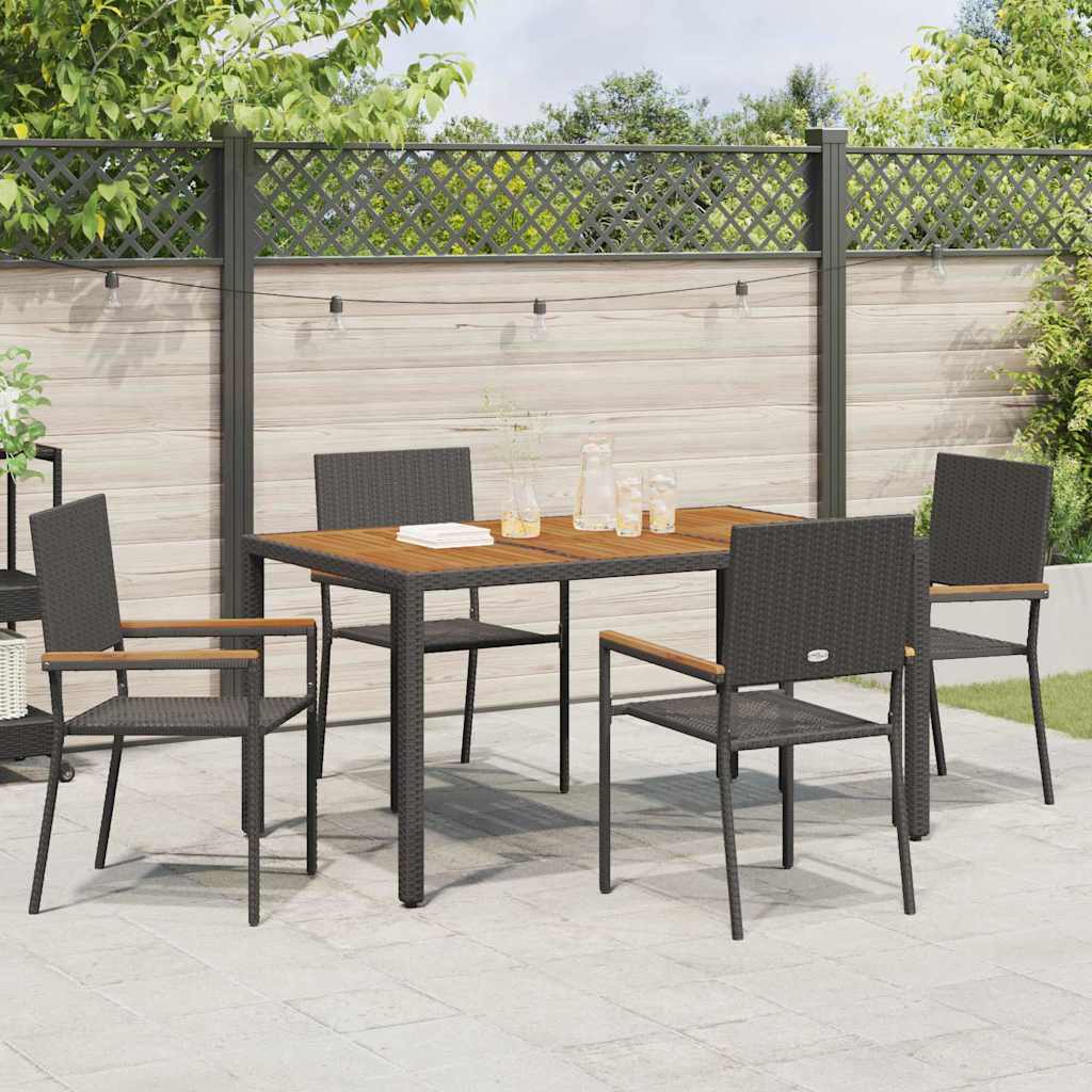 Garten Essgruppe 3 pcs Schwarz Poly-Rattan