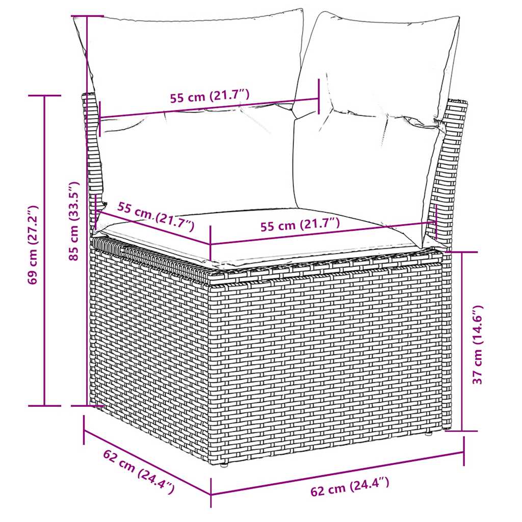 4-tlg. Garten-Sofagarnitur mit Kissen Schwarz Poly Rattan