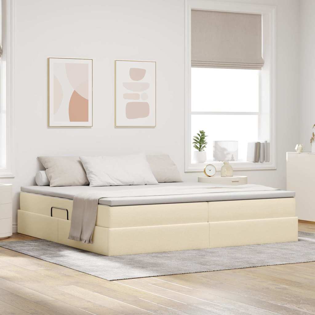 Aufbewahrungsbett mit Matratze Hellgrau 90 x 190 cm Polyester