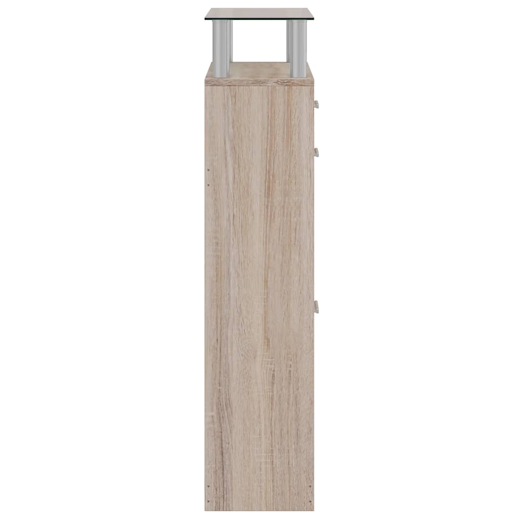 Schuhschrank mit Schubfach und oberem Glasregal Holz Weiß